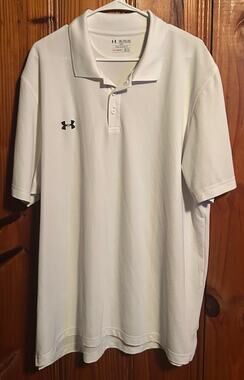 Under Armour men’s polo shirt white/black short sleeve size 2XL loose